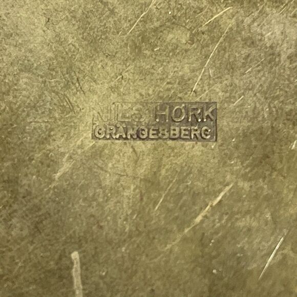 Vintage Sweden Nils Hörk Brass Pewter Snus Dosa Snuff Can Leather Carrying Case - Picture 16 of 16